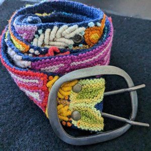 Sundance Catalog Jenny Krauss Hand Embroidered Wool Belt - Size M